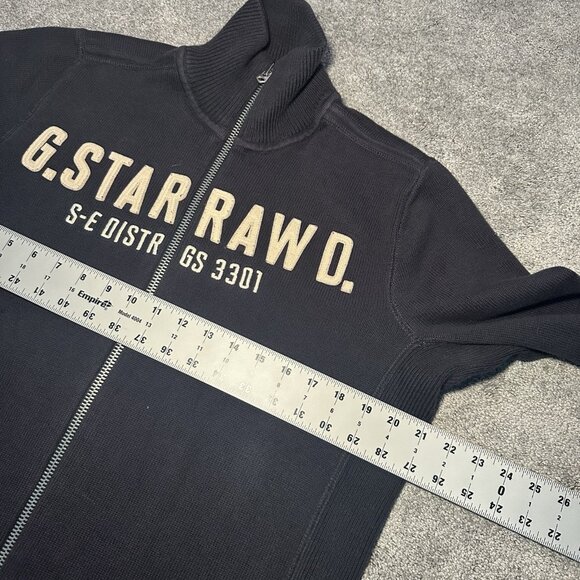 Vintage G-Star Raw Orlando Vest Knit Full Zip Sweater Mens XL Big Logo Black - Picture 8 of 10